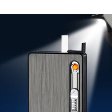Cigarette Case 3 in 1 Multi Function Rechargeable Cigarette Holder with Windproof Lighter LED Light for 10pcs Cigarettes