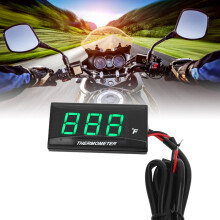 Motorcycle Water Temperature Gauge Ultra Thin LCD Display ABS Housing Water Temp Meter for Modification DC12V Green