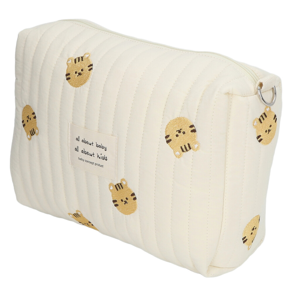 Diaper Bag Organizing Pouch Exquisite Embroidery Soft Cotton Large Capacity Stroller Bag Organizer for Travel Tiger Head