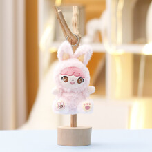 (Pink) Baby Plush Three Rabbit Keychain Pendant With Embroidery For Design Gift