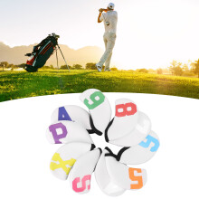 10pcs Golf Iron Head Cover with Large Color Number Waterproof Neoprene Golf Iron Club Headcover Set White