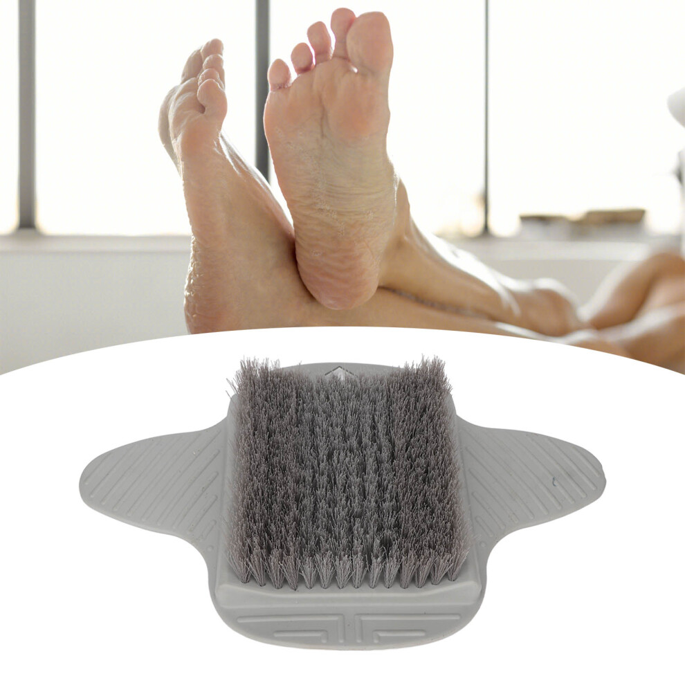 Grey Foot Brush With Suction Cup Wall Mounted Foot Scrubber Sole Cleaning Massage Exfoliation Brush
