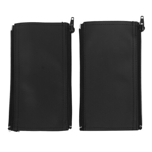 2pcs Stroller Handle Sleeve Zipper Cleanable Soft Comfortable Elastic Stroller PU Leather Cover Black 1