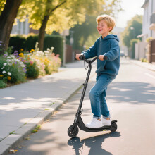 HOMCOM 120W Electric Scooter with Rear Brake - Adjustable 90-95cm, 6km Range, 8km/h, Black (AA1-089V70BK)