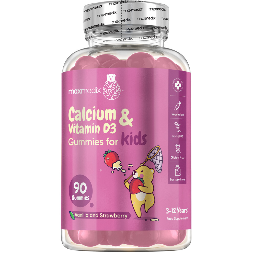 New Maxmedix Kids Calcium & Vitamin D3 Gummies - 90 Veg Gummies - Age 3-12