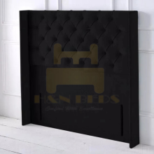 (Black Plush, Single 3ft) 54" Wingback Headboard for Divan Bed