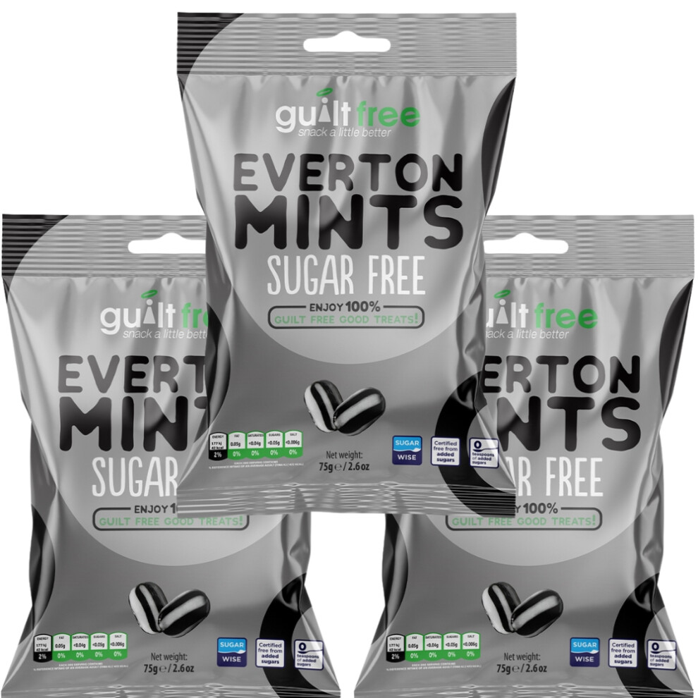 Guiltfree (Pack Of 3) Sugar Free Everton Mints Sweets 75G Diabetic Treat