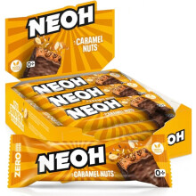 NEOH Low Carb Vegan Keto Bar Caramel Nuts Chocolate - 1 g Sugar / 137 kcal - Zero sugar added - 28 g (Pack of 12)