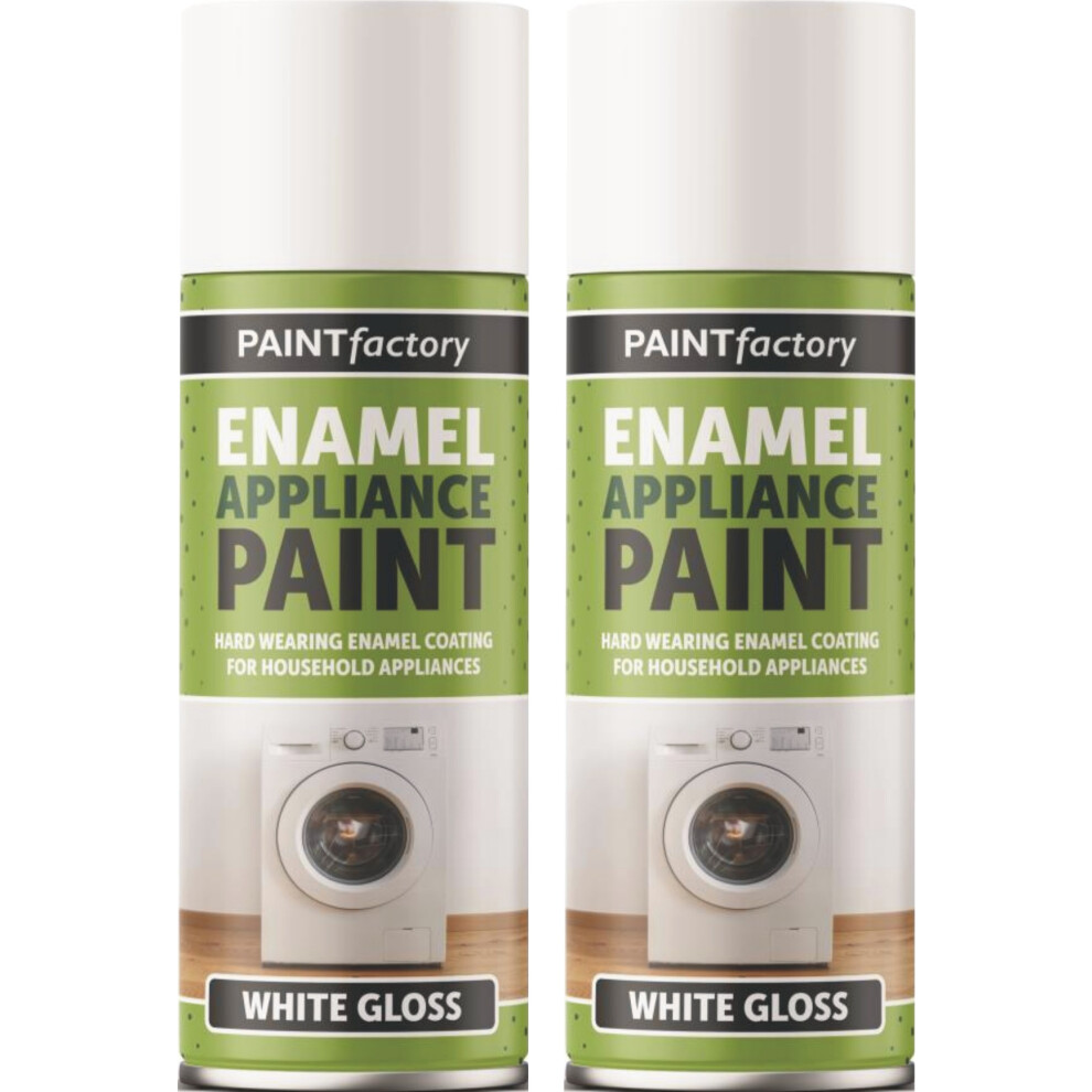 2 X 400Ml Enamel Appliance Spray Paint White Gloss Enamel Coating 5061097232274