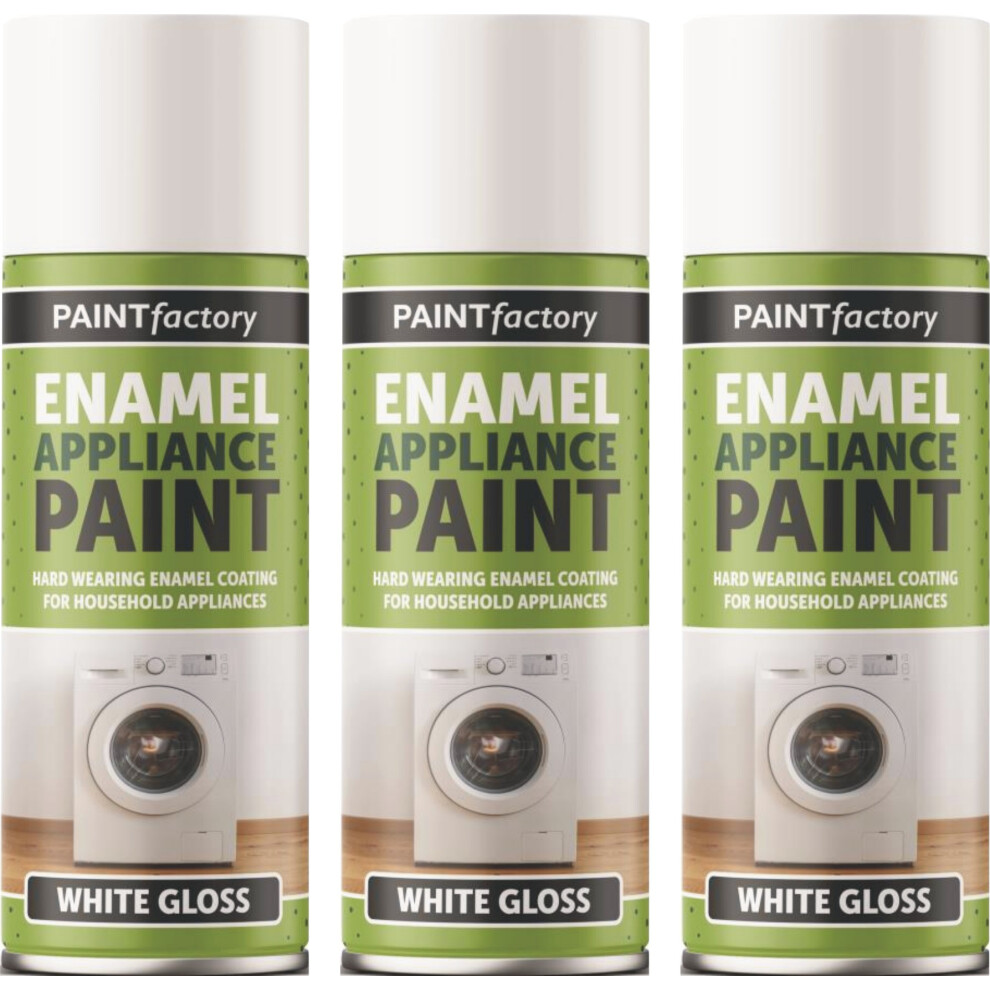 3 X 400Ml Enamel Appliance Spray Paint White Gloss Enamel Coating 5061097232281