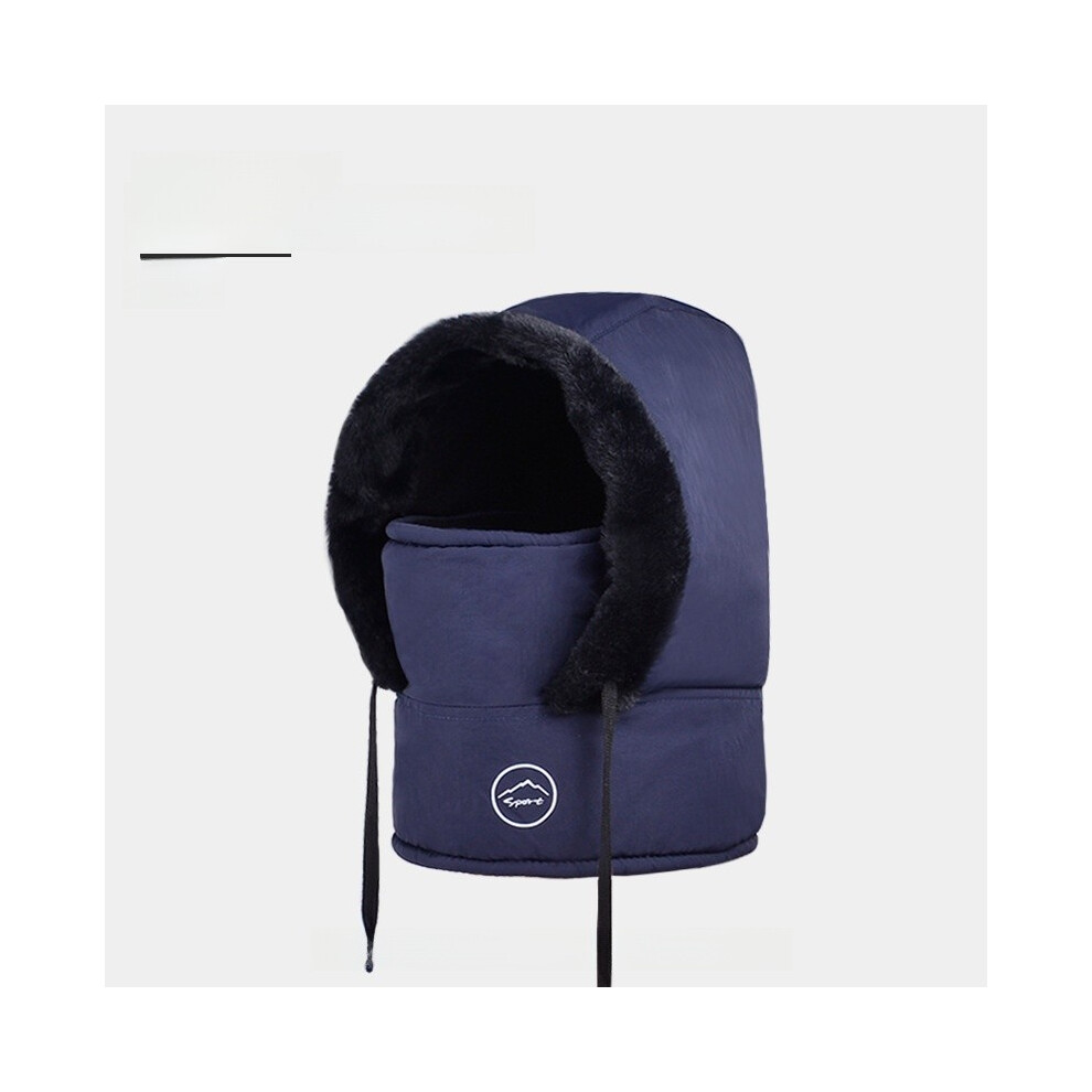 (Plush Navy Blue)Gorra De Invierno Con Sombrero Y Bufanda DiseñO Integrado Para Deportes Diarios Al Aire Libre-image