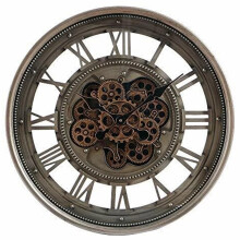 Bronze Gear Wall Clock Roman Numerals Mechanical Skeleton Moving Gear