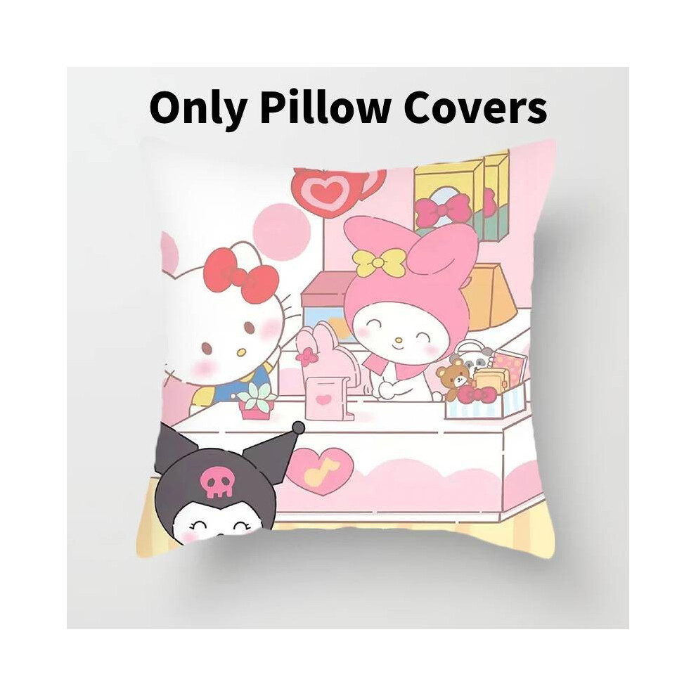 (Hello Kitty C)Housse de coussin décorative Sanrio Hello Kitty rose fille dortoir fournitures salon