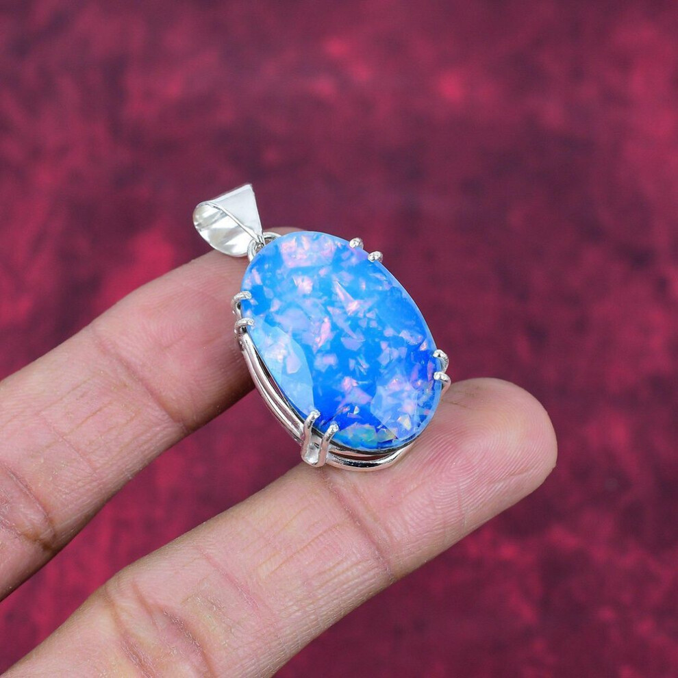 Ethiopian Opal Pendant Gemstone Jewelry, 925 Solid Sterling Silver Pendant, Gift For Women Handmade Pendant