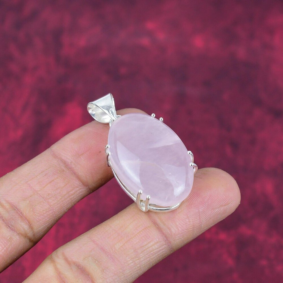 Rose Quartz Jewelry, 925 Solid Sterling Silver Pendant Handmade Gemstone Jewelry, Gifts For Wife Brand New Pendant