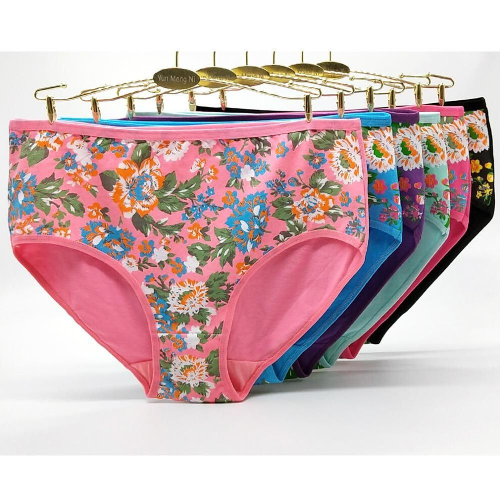 (4XL) Women Underwear Cotton High Waist Plus Size Sexy Bikini Ladies Panties Briefs Mothers Lingerie For Women Lot 6 Pcs