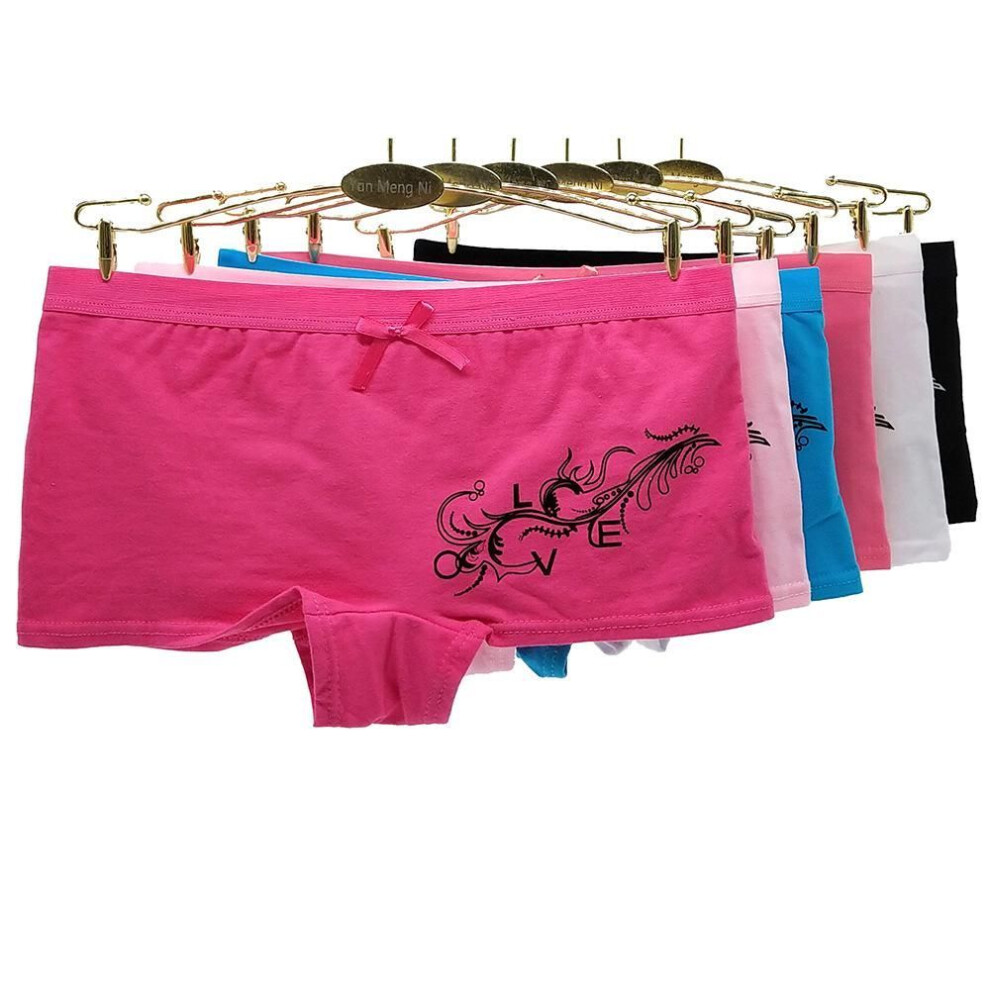 (XL) Woman Underwear Women Cotton Boxers Shorts Denim Printed Lady Girls Panties Boyshort Knickers 6 Pcs