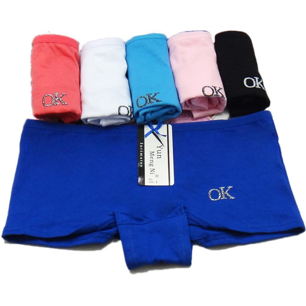(L) Woman Boyshort Cotton Panties Underwear Ladies Boxers Shorts Underpants Intimate Lingerie 6 Pcs/lot