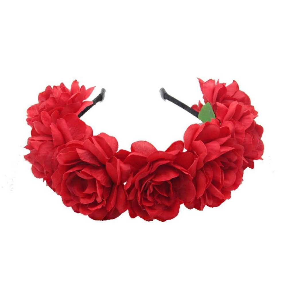(red) Wreath Decoration Wreath Headband Simulation Rose Flower Flower Crowns Flower Headband  Party
