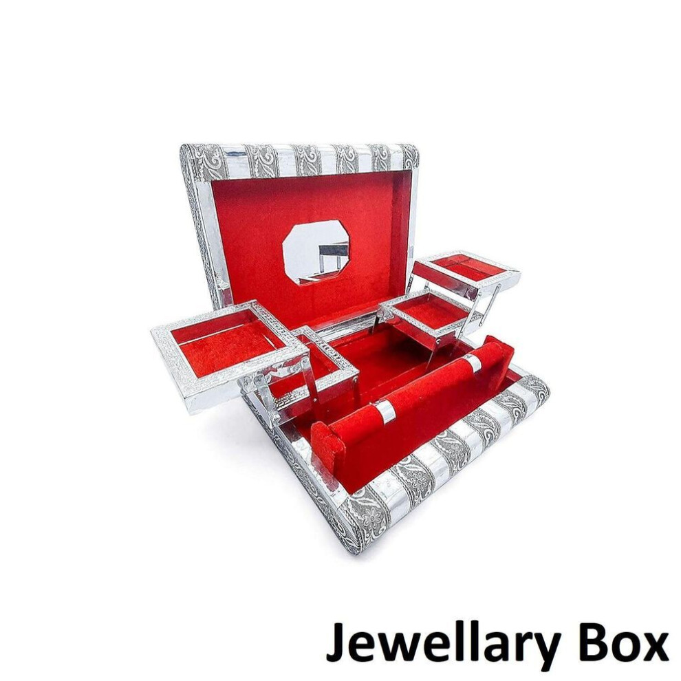 Handmade Wooden Handicraft Jewelry Organizer Hand Carved Carvings Gift Items Jewellary Box, Churi Box, Vanity Box Vanity Box (silver)