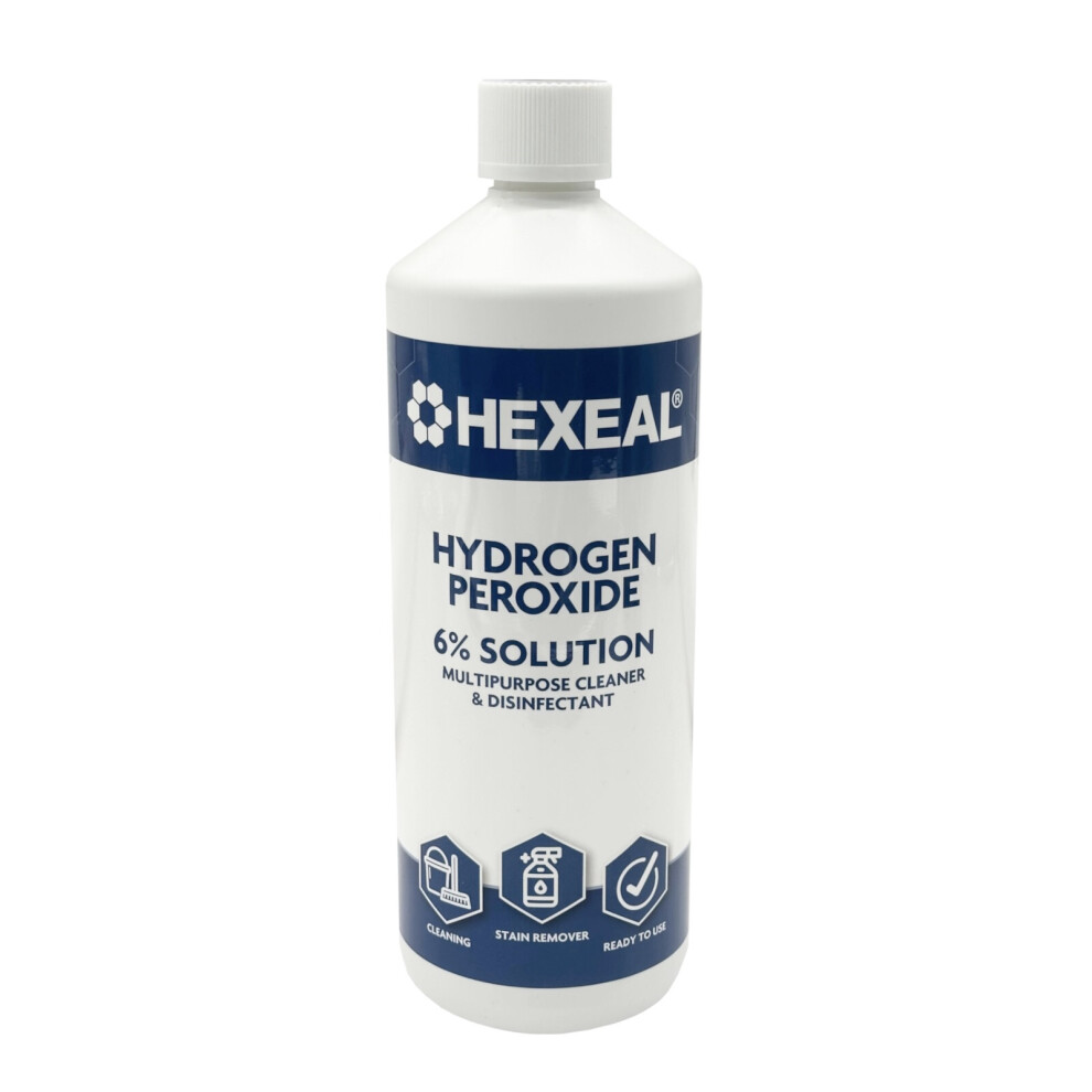 Hexeal Hydrogen Peroxide 6% 1L - Multi Use Cleaner, Disinfectant, Stain Remover