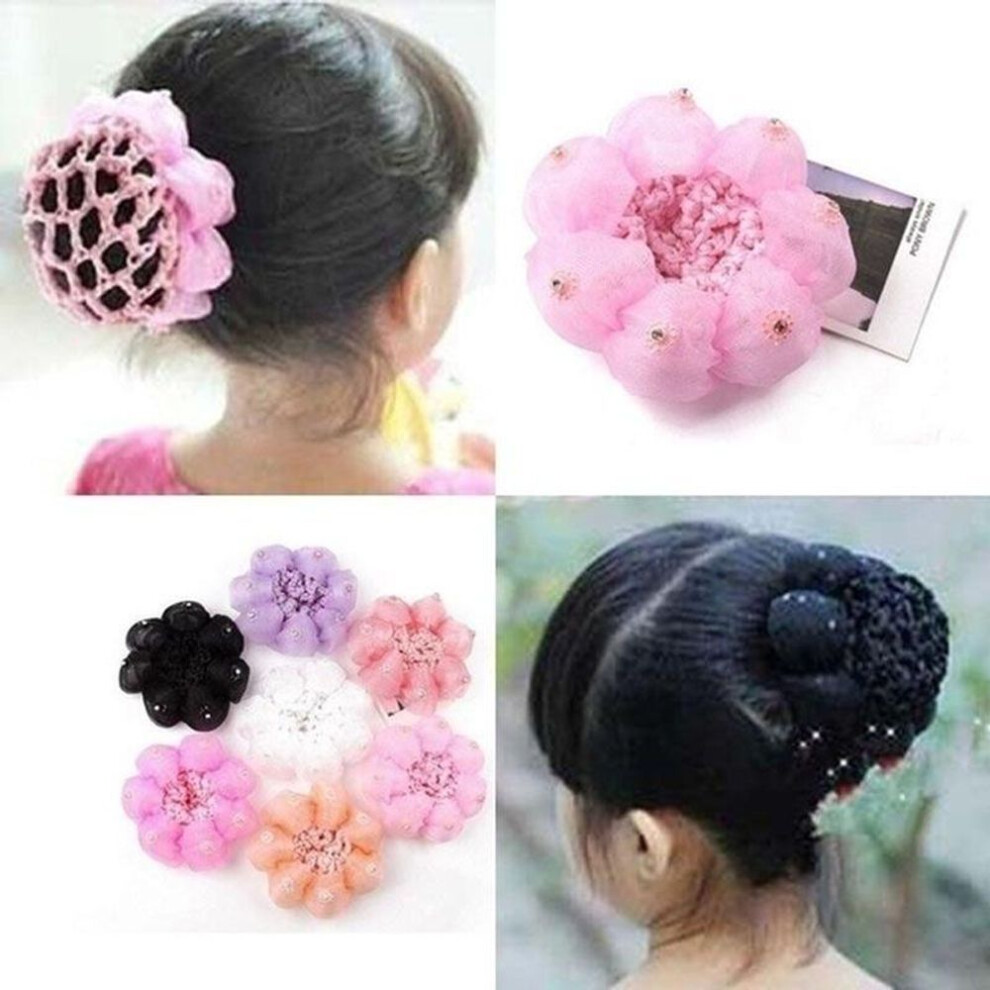 (purple) Fashion Elastic Colorful Satin Hair Holder Braids Cover Crochet Hair Sticks Dance Net