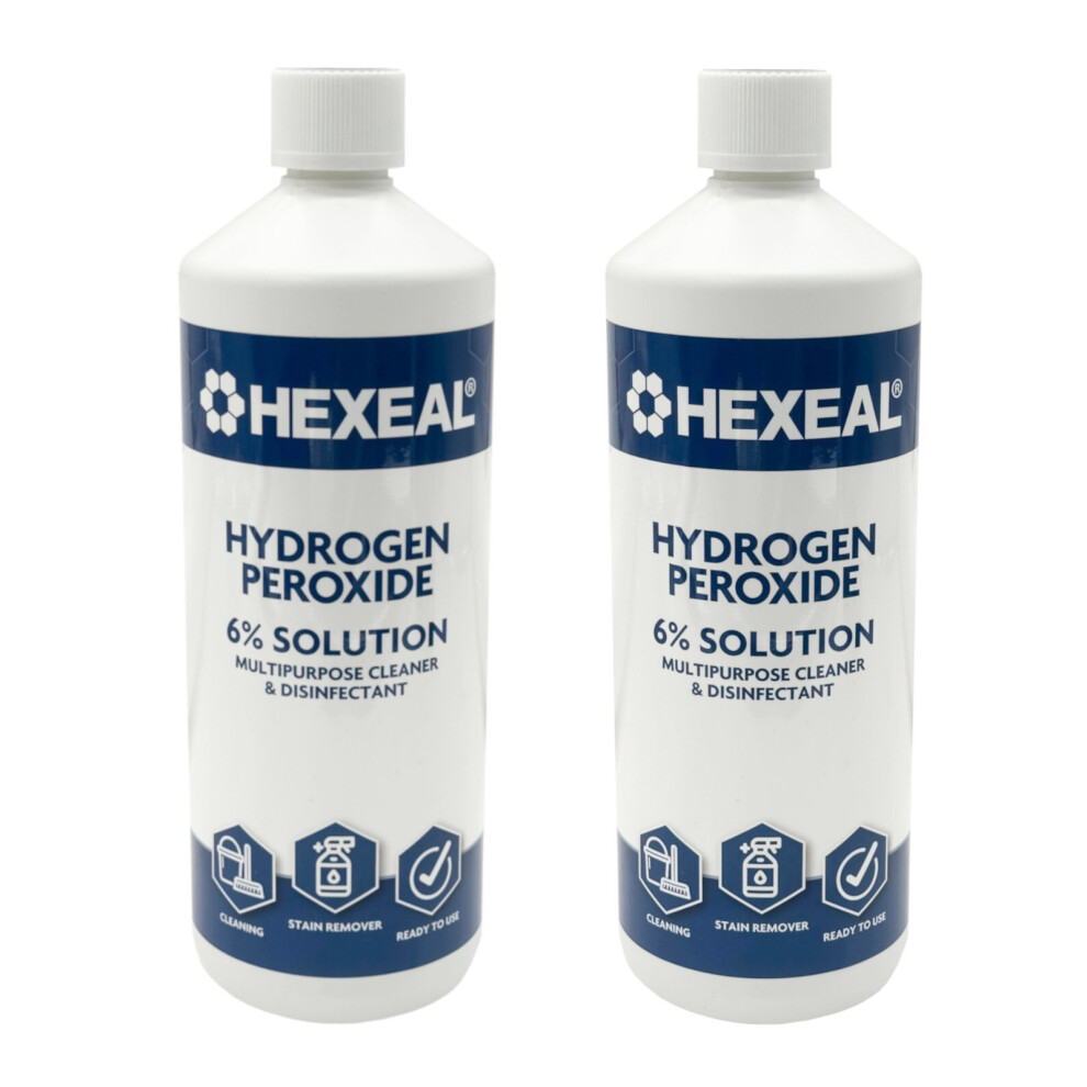 Hexeal Hydrogen Peroxide 6% 2L - Multi Use Cleaner, Disinfectant, Stain Remover
