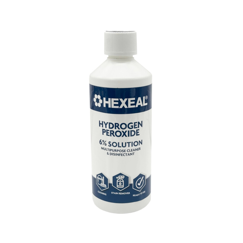 Hexeal Hydrogen Peroxide 6% 500ml - Multi Use Cleaner, Disinfectant, Stain Remover