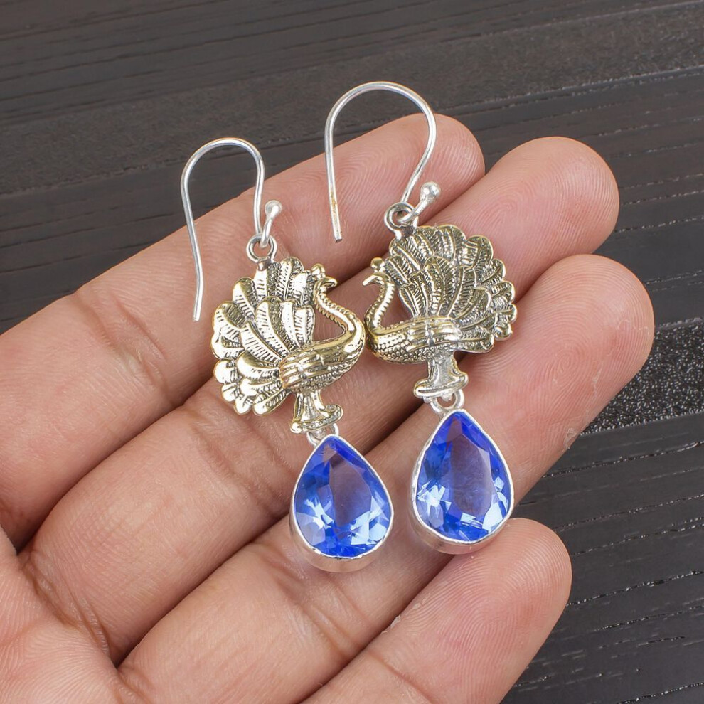Tanzanite Handmade Gemstone Earrings, 925 Solid Sterling Silver Earrings Antique Jewelry, Earrings For Engagement Gift