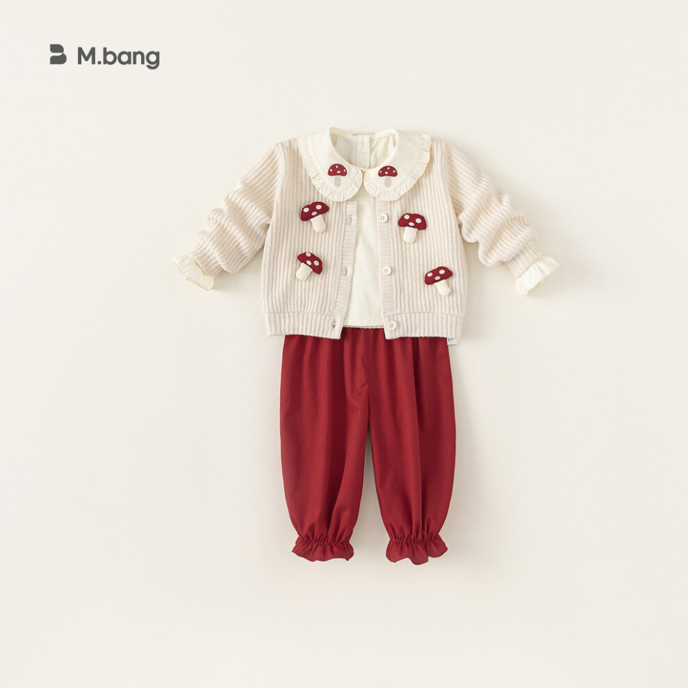 (Red,140CM)Lot de 3 pantalons manches longues vêtements automne enfant champignon déco manteau