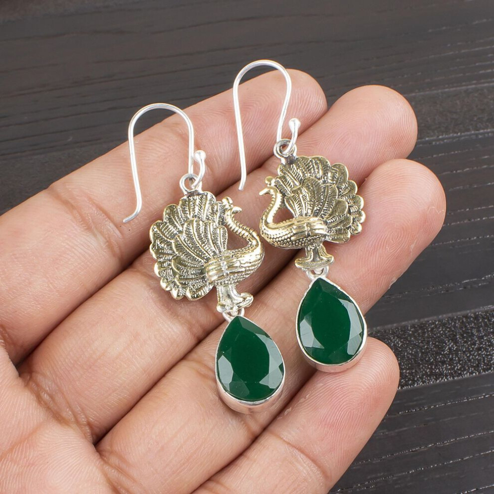 Green Onyx Earrings, 925 Sterling Silver Jewelry, Gift For Women Handmade Earrings Gemstone Jewelry