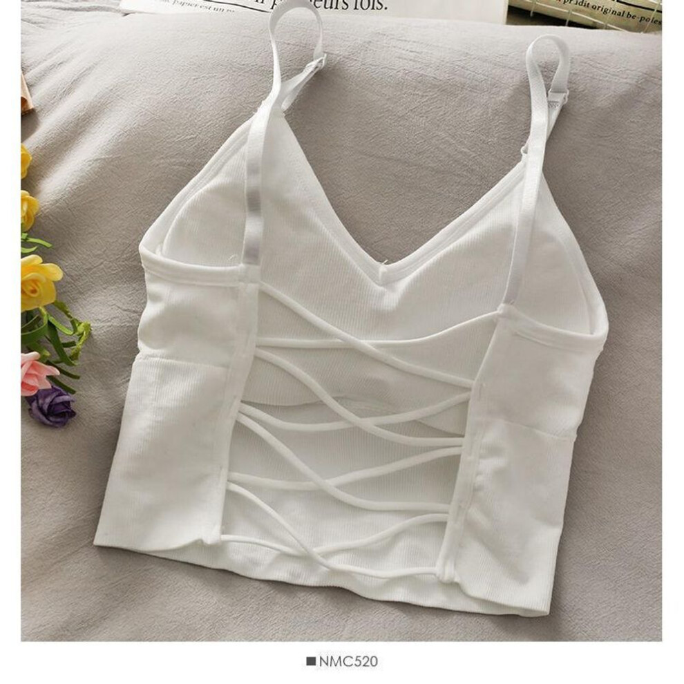 (One Size, white) Womens Tops Sexy Tank Top Women Built In Bra Solid Color Camis For Women Crop Top Off Shoulder Sleeveless Camisole New