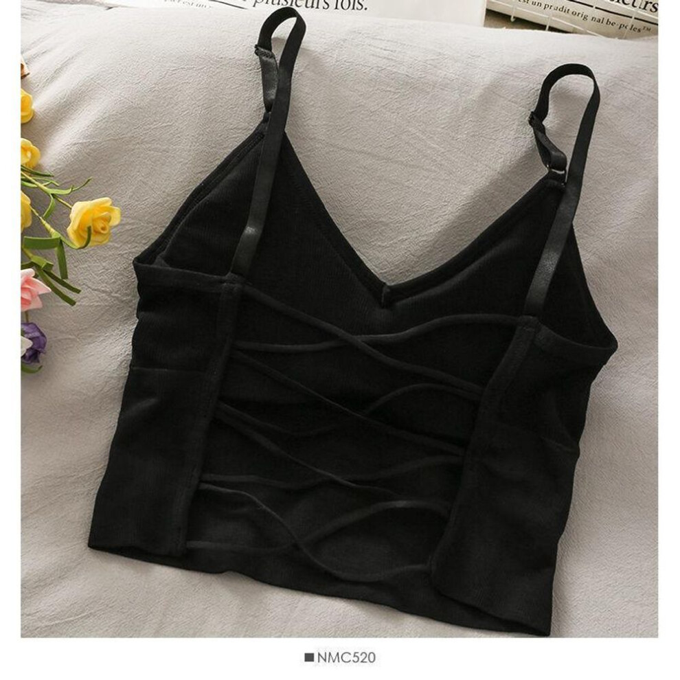 (One Size, black) Womens Tops Sexy Tank Top Women Built In Bra Solid Color Camis For Women Crop Top Off Shoulder Sleeveless Camisole New