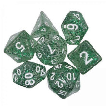 (As show, One size) 6x7 Pieces Solid Acrylic Polyhedral Dices Set for Party Supplies Table Games Green