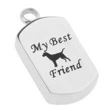 (As show, One size) Dog Pattern 'My Best Friend' Carving Stainless Steel Memorial Pendant Urn Keepsake Cremation Jewelry