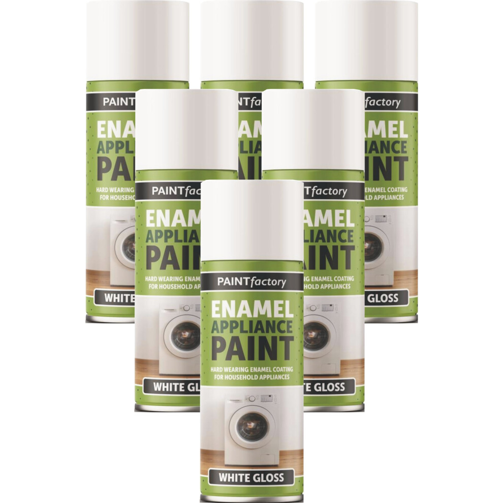 6 X 400Ml Enamel Appliance Spray Paint White Gloss Enamel Coating 5061097232311
