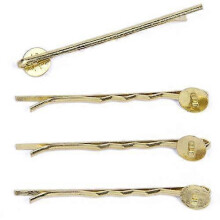 (As show, One size) 50pcs Golden Bobby Hair Pin with Glue Pad