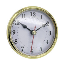 (As show, One size) Clock Insert Round Mini 8cm Replacement for Living Room Guest Room Classroom Gold Arabic Number