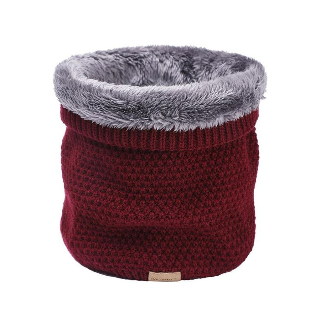 (wine red, 1 pc) Plush Thick Neck Scarf Women Men Winter Knitted Cashmer-like Collar Keep Warm Rings Scarves Outdoor Sport Collar Infinity Snood