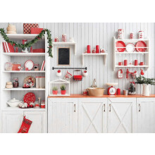 (As show, One size) Heyone 7x5FT Christmas Backdrop Christmas Kitchen Photography Backdrop Wood Wall Photo Background Indoor Home Party Xmas Decorations Newborn Baby Port