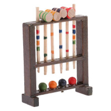 (As show, One size) 1/12 Dollhouse Miniature Wooden Croquet Game Set Garden Sports Decoration