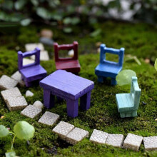 (As show, One size) 10pcs Miniature Dollhouse Blue Chair Fairy Garden Landscape Decor