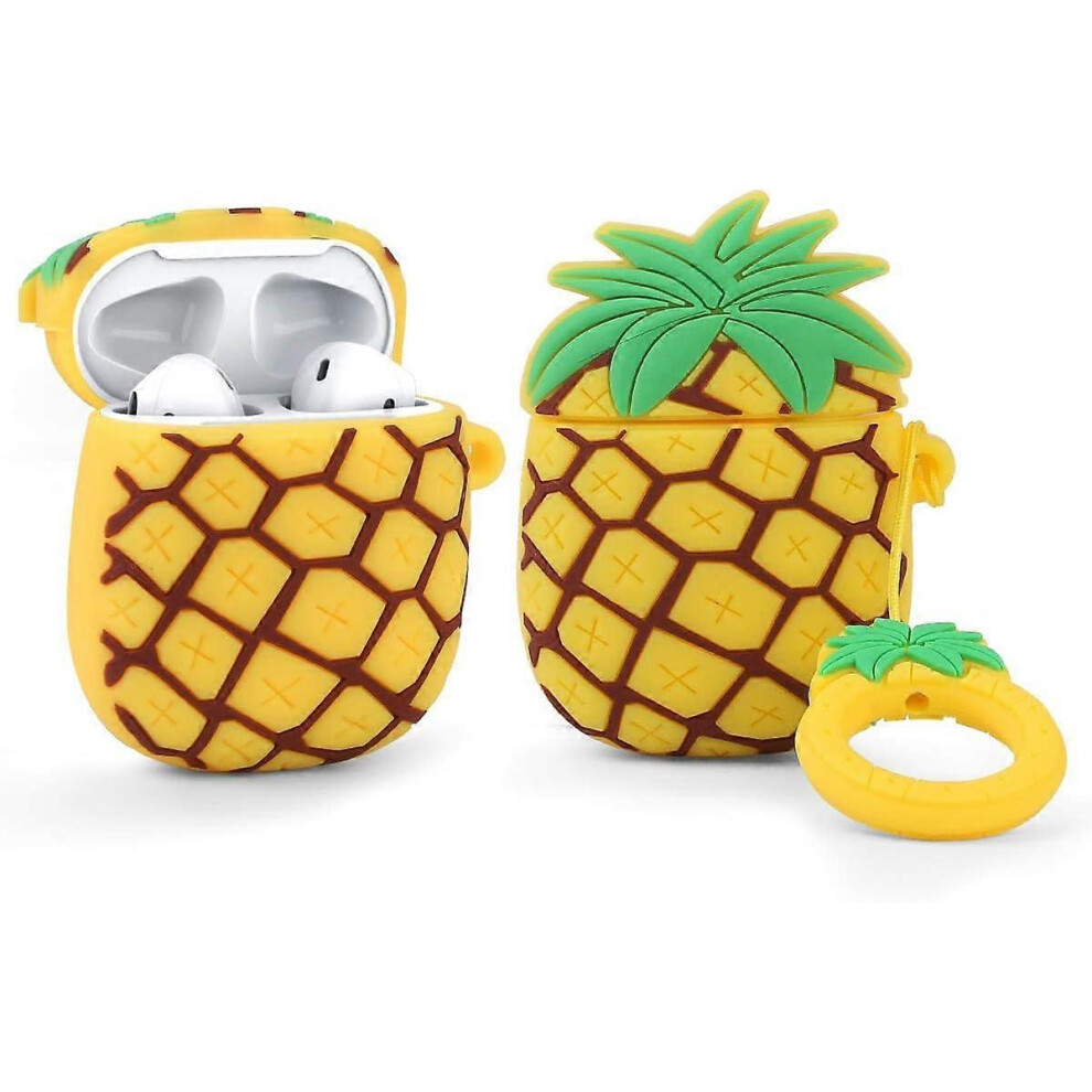 (As Show, One Size) Airpods Silicone Case Funny Cover Compatible For Apple Airpods 1&2[Fruit & Food Series] (Pineapple) 4633503792989