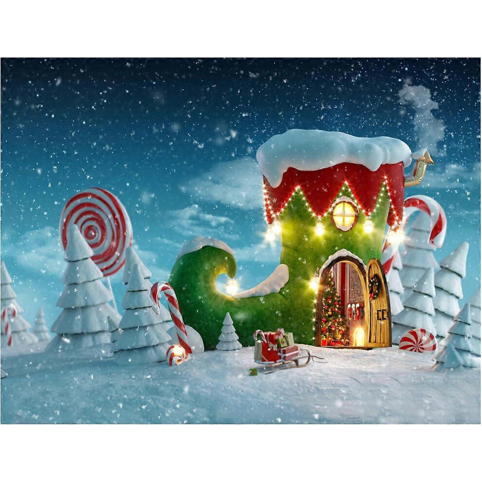 Photos - Photo Studio Backdrop Kikidex Heyone 7x5FT Winter Snow Landscape Backdrops for Photography Christmas Candy Santa Claus Decoration Chri (As show, One size)