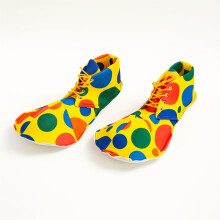 (Yellow) 2pcs Vibrant Rainbow Striped Clown Shoes - Colorful High-Top Sneakers with Laces, Perfect for Holiday Parties, Easter, Mardi Gras