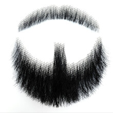 (A-Black) 1 Mustache And Fake Beard Handmaking For Halloween, Cosplay, And Parties - Fun Stage Performance Makeup Accessories Invisible Lace Prank Props