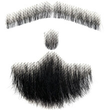 (C-Black) 1 Mustache And Fake Beard Handmaking For Halloween, Cosplay, And Parties - Fun Stage Performance Makeup Accessories Invisible Lace Prank Props