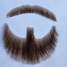 (A-Brown) 1 Mustache And Fake Beard Handmaking For Halloween, Cosplay, And Parties - Fun Stage Performance Makeup Accessories Invisible Lace Prank Props
