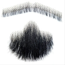 (B-Black) 1 Mustache And Fake Beard Handmaking For Halloween, Cosplay, And Parties - Fun Stage Performance Makeup Accessories Invisible Lace Prank Props