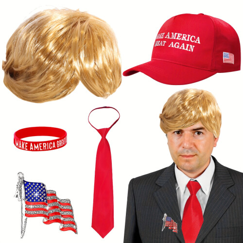 (5 Piece Set) Donald Costume Accessory Deluxe Set, American Spirit, Suitable For Halloween, Parades, Stage Performances, Parties, Carnivals